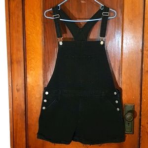 Black overall shorts